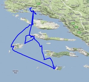 Маршрут похода на яхте по островам Хорватии